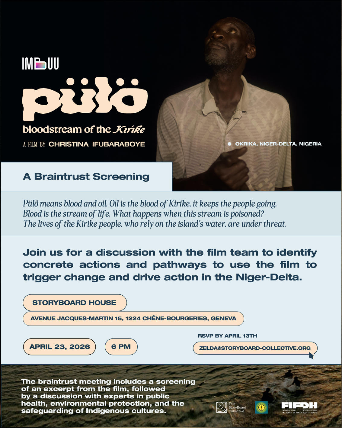 Pülö film still showing waterfront community